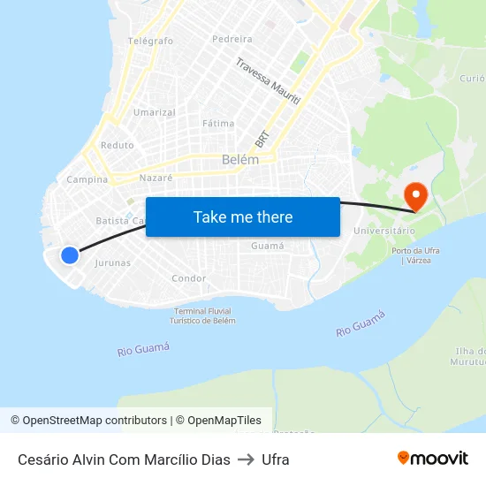 Cesário Alvin Com Marcílio Dias to Ufra map