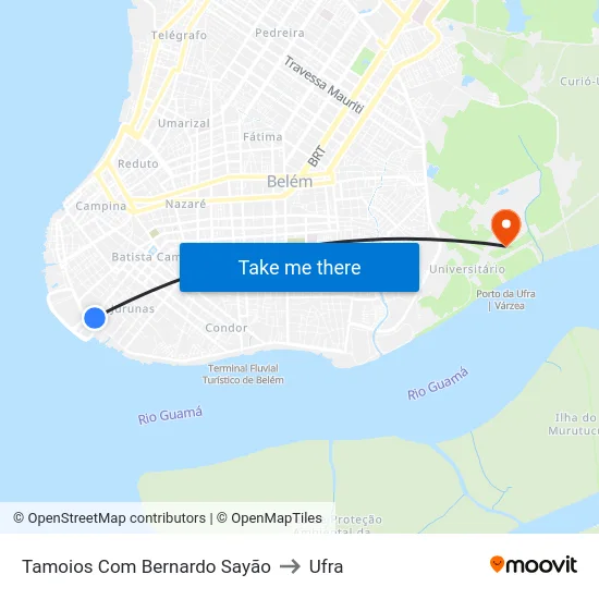 Tamoios Com Bernardo Sayão to Ufra map