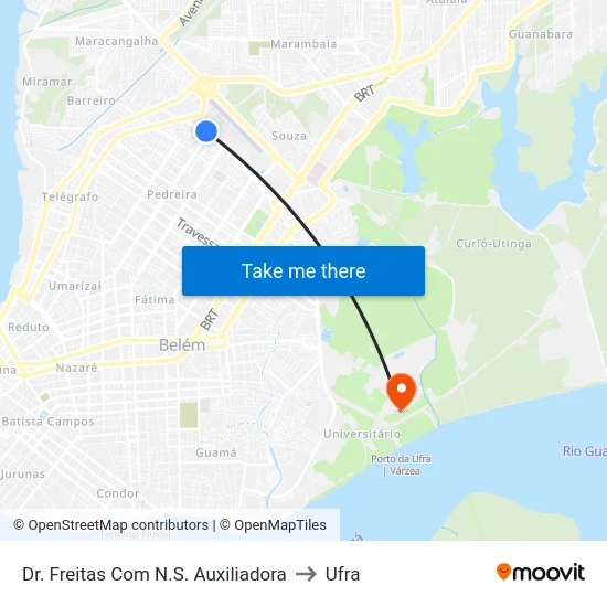 Dr. Freitas Com N.S. Auxiliadora to Ufra map