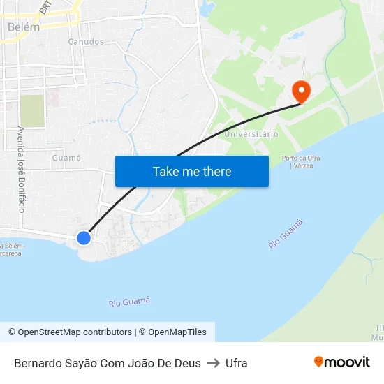 Bernardo Sayão Com João De Deus to Ufra map