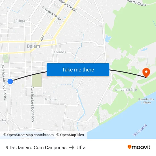 9 De Janeiro Com Caripunas to Ufra map