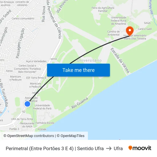 Perimetral (Entre Portões 3 E 4) | Sentido Ufra to Ufra map