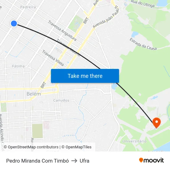 Pedro Miranda Com Timbó to Ufra map