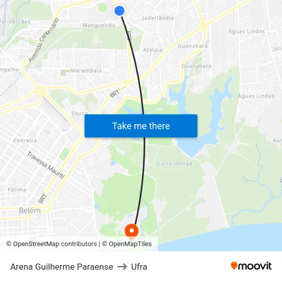 Arena Guilherme Paraense to Ufra map
