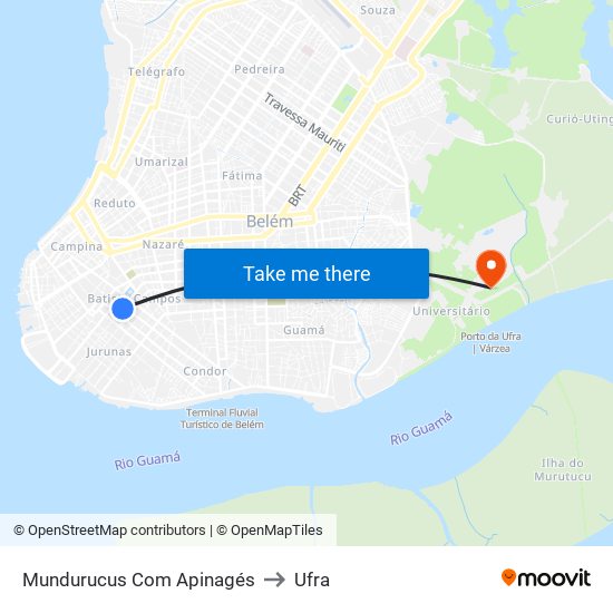 Mundurucus Com Apinagés to Ufra map