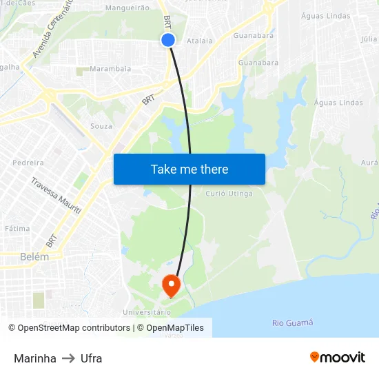 Marinha to Ufra map