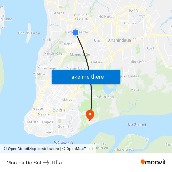 Morada Do Sol to Ufra map