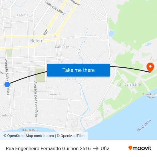 Rua Engenheiro Fernando Guilhon 2516 to Ufra map