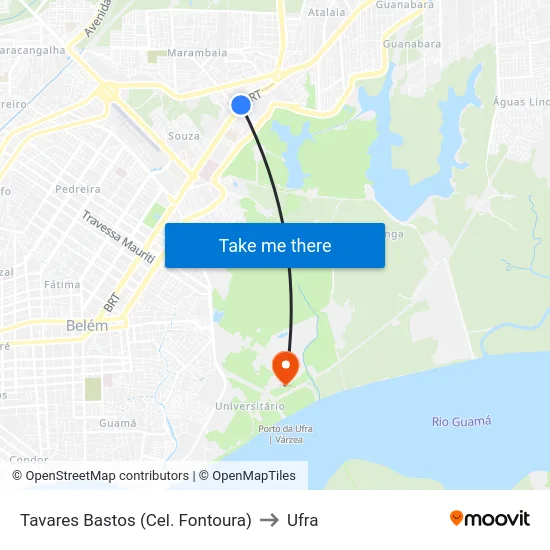 Tavares Bastos (Cel. Fontoura) to Ufra map