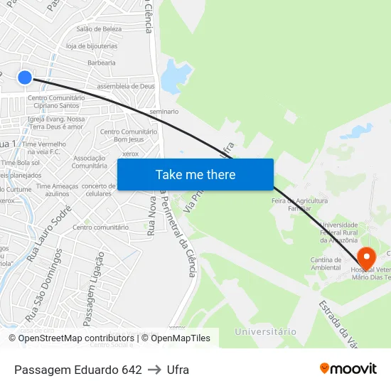 Passagem Eduardo 642 to Ufra map