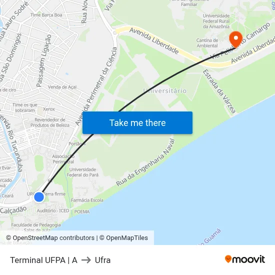 Terminal UFPA | A to Ufra map