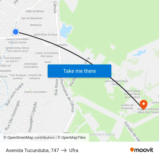 Avenida Tucunduba, 747 to Ufra map