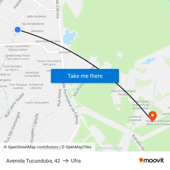 Avenida Tucunduba, 42 to Ufra map