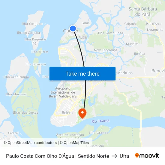 Paulo Costa Com Olho D'Água | Sentido Norte to Ufra map