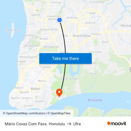Mário Covas Com Pass. Honolulu to Ufra map