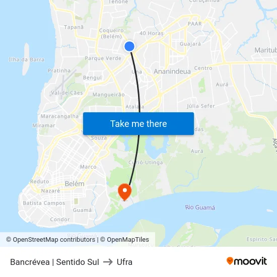 Bancrévea | Sentido Sul to Ufra map