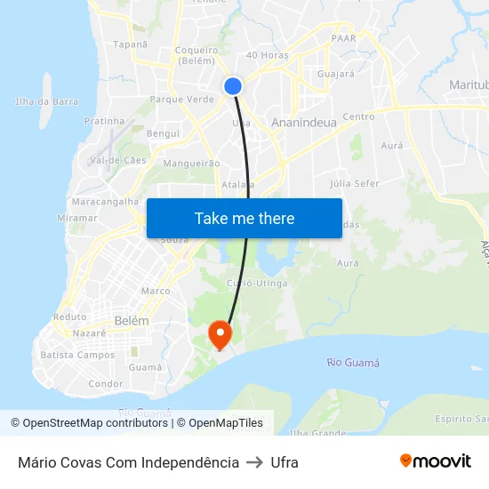 Mário Covas Com Independência to Ufra map