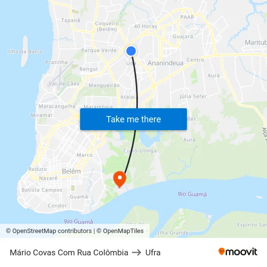 Mário Covas Com Rua Colômbia to Ufra map