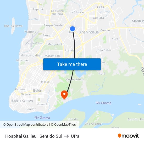 Hospital Galileu | Sentido Sul to Ufra map
