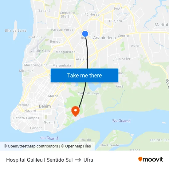Hospital Galileu | Sentido Sul to Ufra map