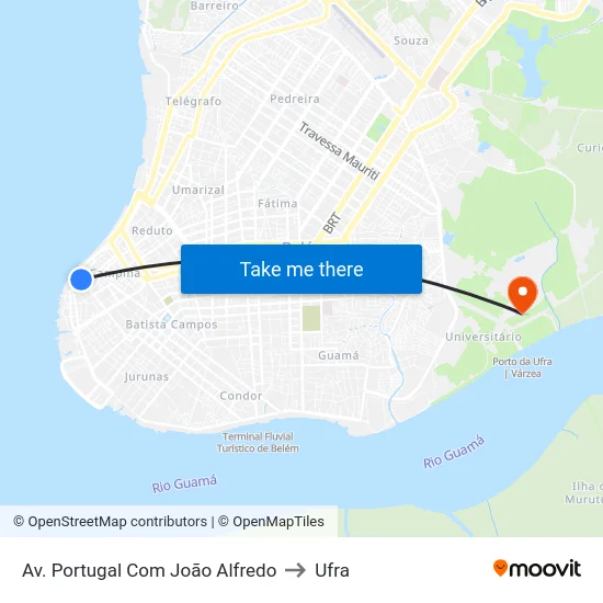 Av. Portugal Com João Alfredo to Ufra map