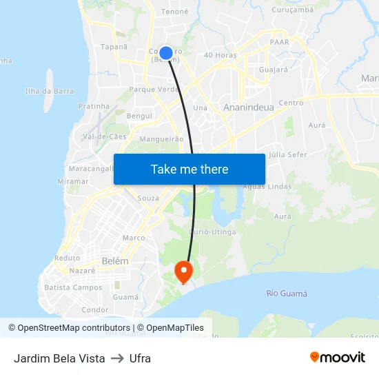 Jardim Bela Vista to Ufra map
