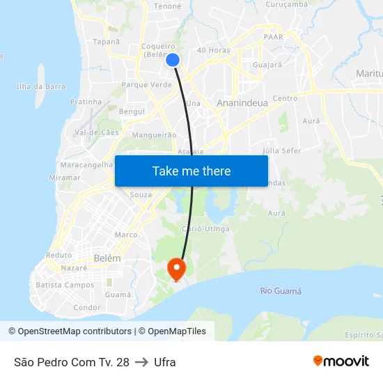 São Pedro Com Tv. 28 to Ufra map