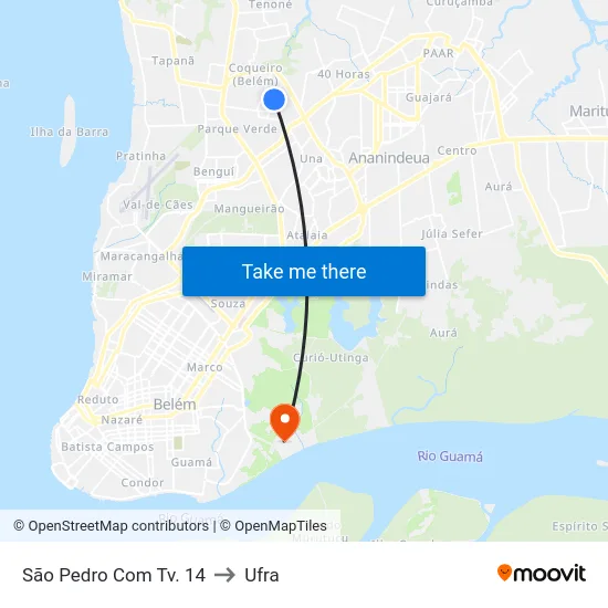 São Pedro Com Tv. 14 to Ufra map