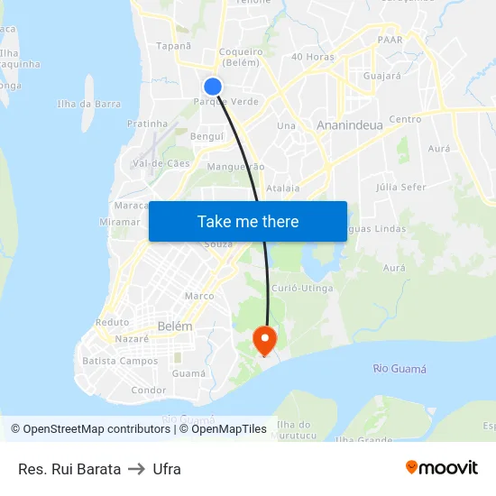 Res. Rui Barata to Ufra map