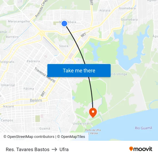 Res. Tavares Bastos to Ufra map