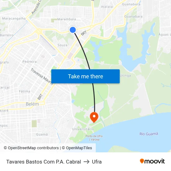 Tavares Bastos Com P.A. Cabral to Ufra map
