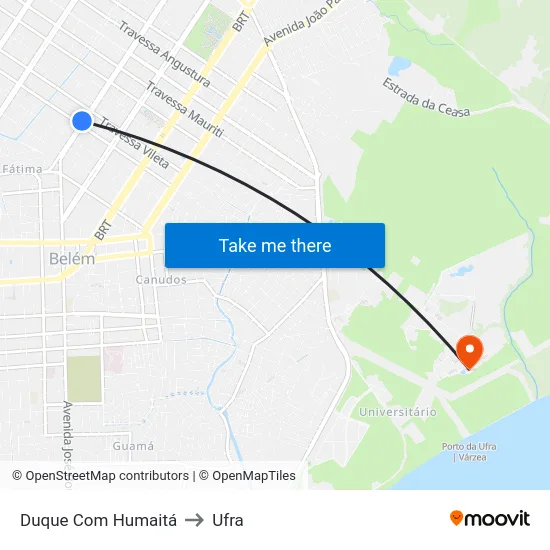 Duque Com Humaitá to Ufra map