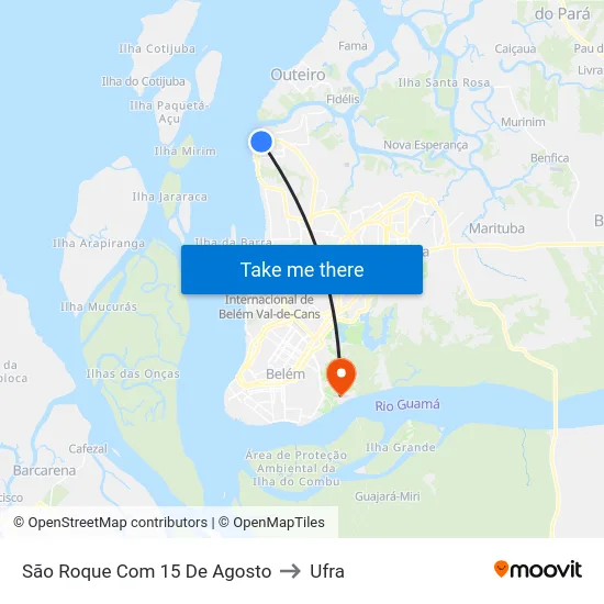 São Roque Com 15 De Agosto to Ufra map