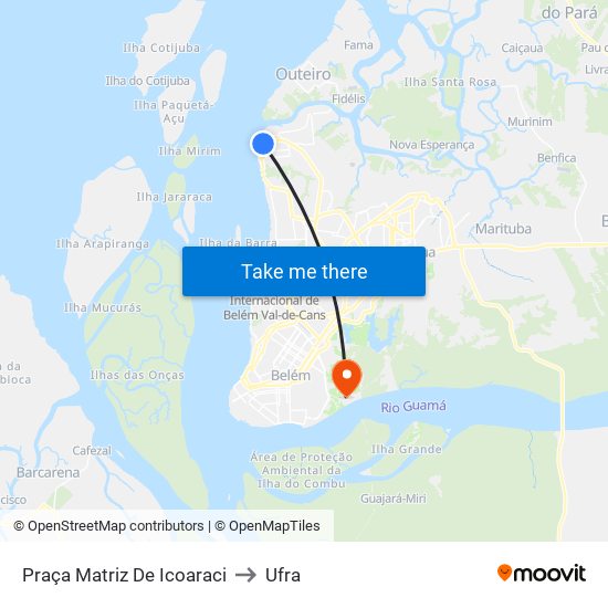 Praça Matriz De Icoaraci to Ufra map