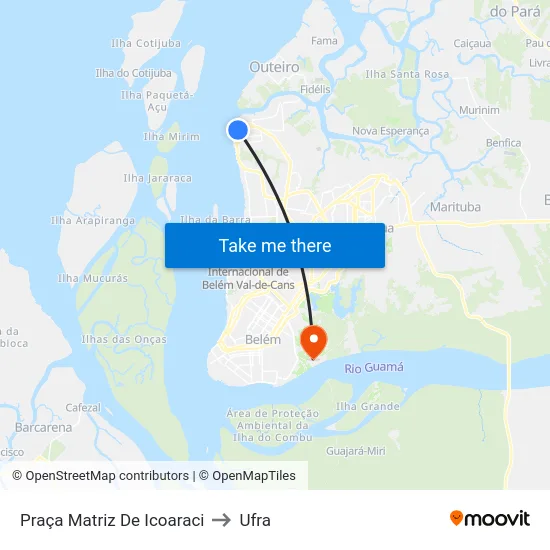 Praça Matriz De Icoaraci to Ufra map