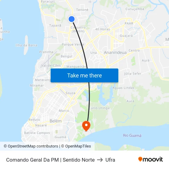 Comando Geral Da PM | Sentido Norte to Ufra map