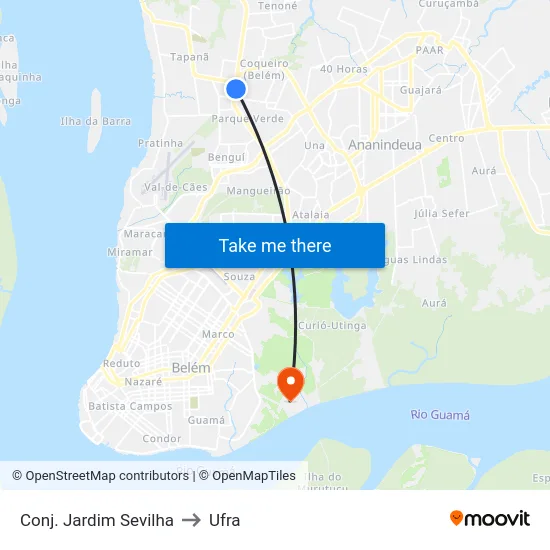 Conj. Jardim Sevilha to Ufra map