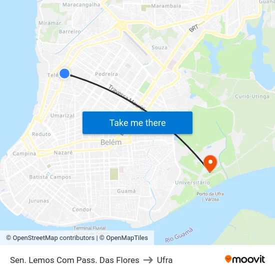 Sen. Lemos Com Pass. Das Flores to Ufra map