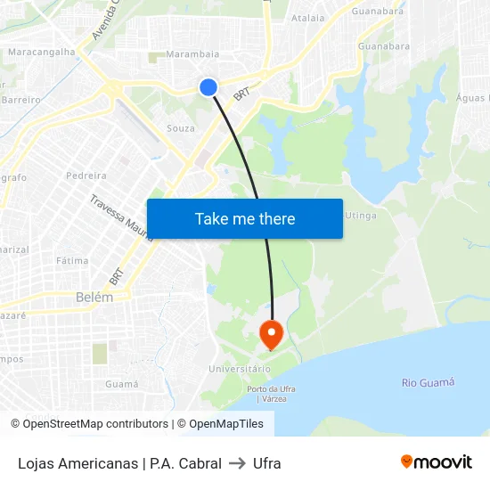Lojas Americanas | P.A. Cabral to Ufra map