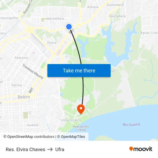 Res. Elvira Chaves to Ufra map