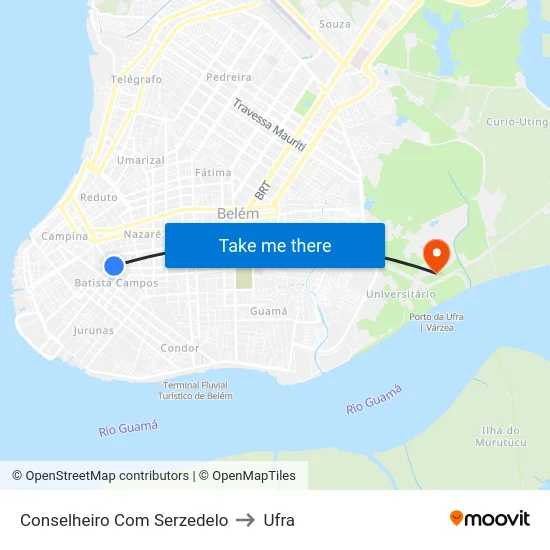 Conselheiro Com Serzedelo to Ufra map