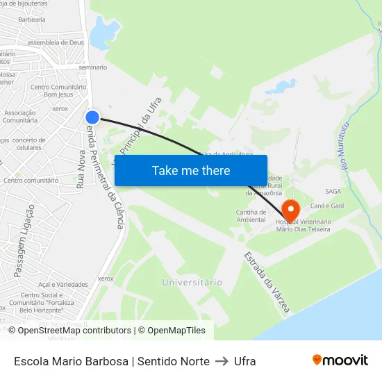 Escola Mario Barbosa | Sentido Norte to Ufra map