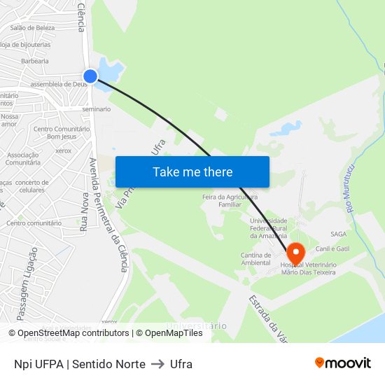Npi UFPA | Sentido Norte to Ufra map