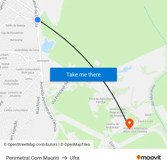 Perimetral Com Mauriti to Ufra map