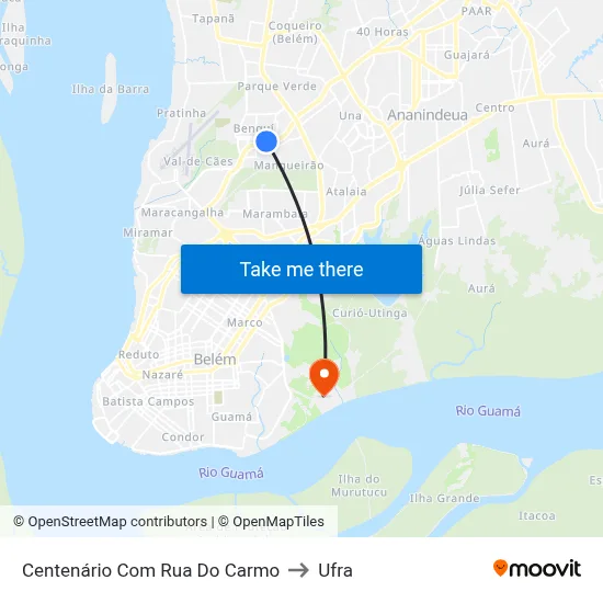 Centenário Com Rua Do Carmo to Ufra map