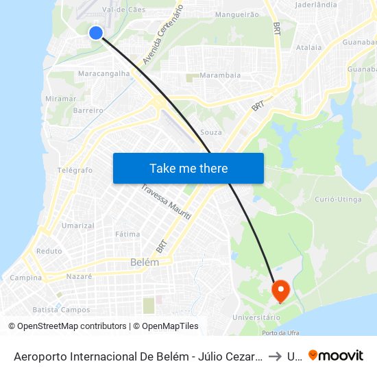 Aeroporto Internacional De Belém - Júlio Cezar Ribeiro (Val-De-Cans) to Ufra map