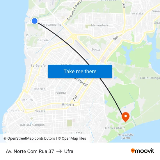 Av. Norte Com Rua 37 to Ufra map