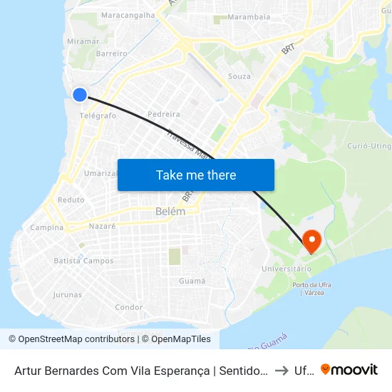 Artur Bernardes Com Vila Esperança | Sentido Norte to Ufra map