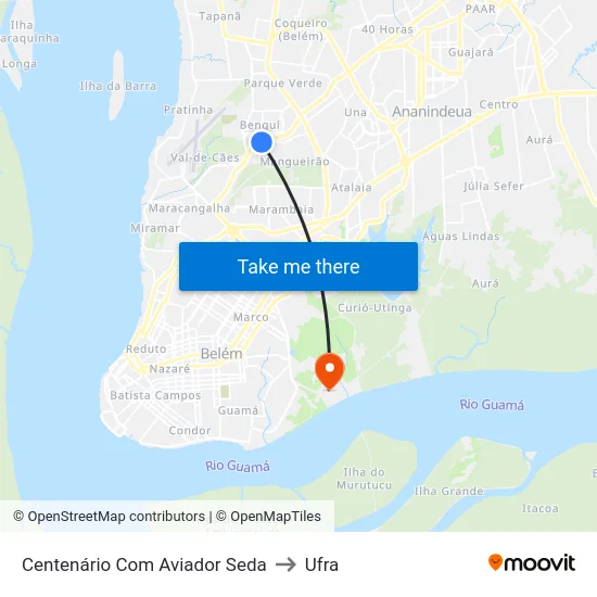Centenário Com Aviador Seda to Ufra map