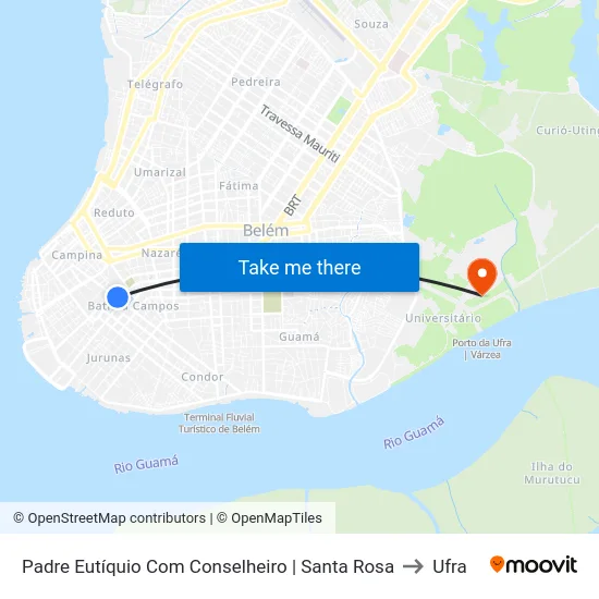 Padre Eutíquio Com Conselheiro | Santa Rosa to Ufra map